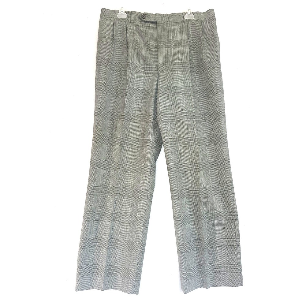 Vtg‎ Corbin Natural Shoulder Trousers 36 Pleated Plaid Tailor Ready Made in USA